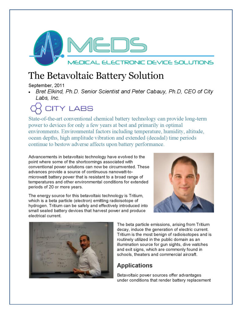 Magazine Article About the Betavoltaic Battery Solution