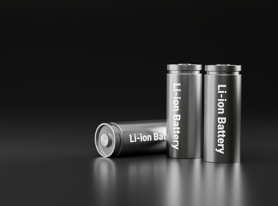3D Rendering of Three Lithium-Ion Batteries