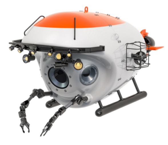 A camera-equipped remote-controlled submarine exploring underwater depths.