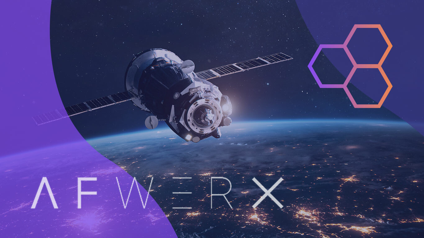 City Labs awarded the AFWERX award and funding, image of satelite and afwerx logo